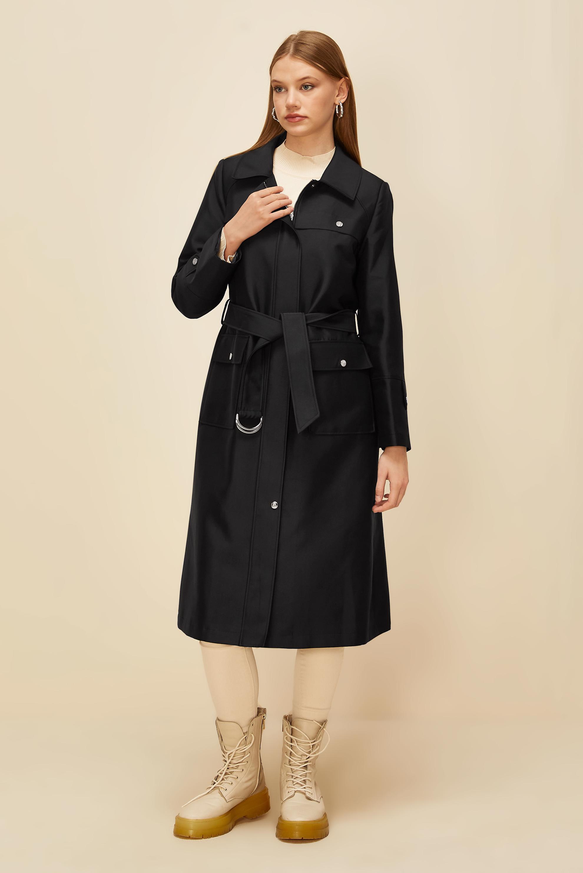 Vêtements hijab NOIR TRENCH CEINTURÉ 10977