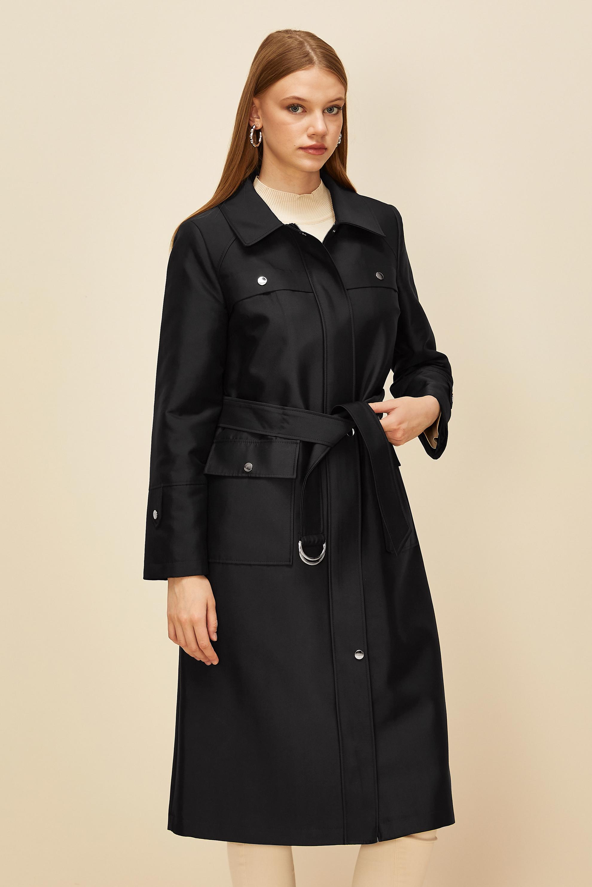 Vêtements hijab NOIR TRENCH CEINTURÉ 10977