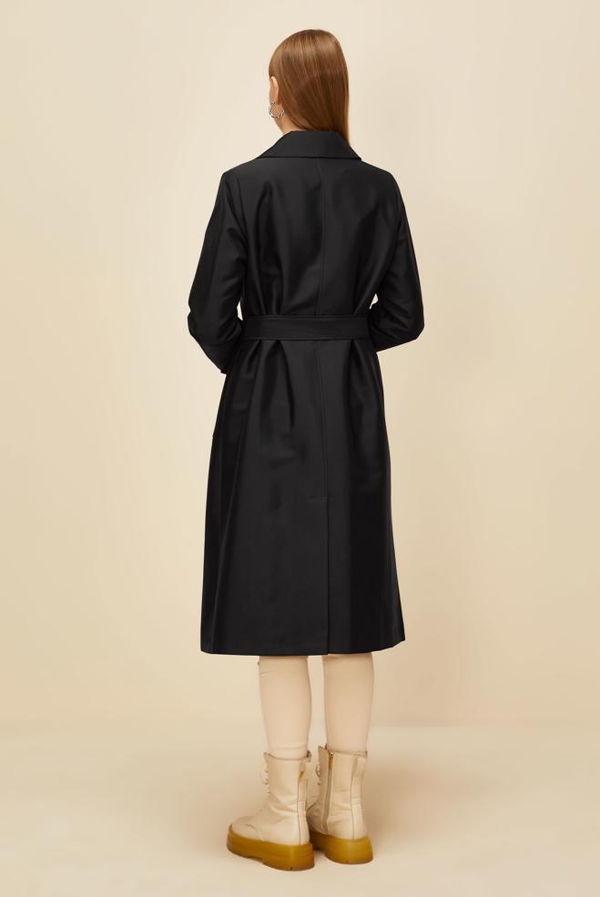 Vêtements hijab NOIR TRENCH CEINTURÉ 10977 - ALVİNA