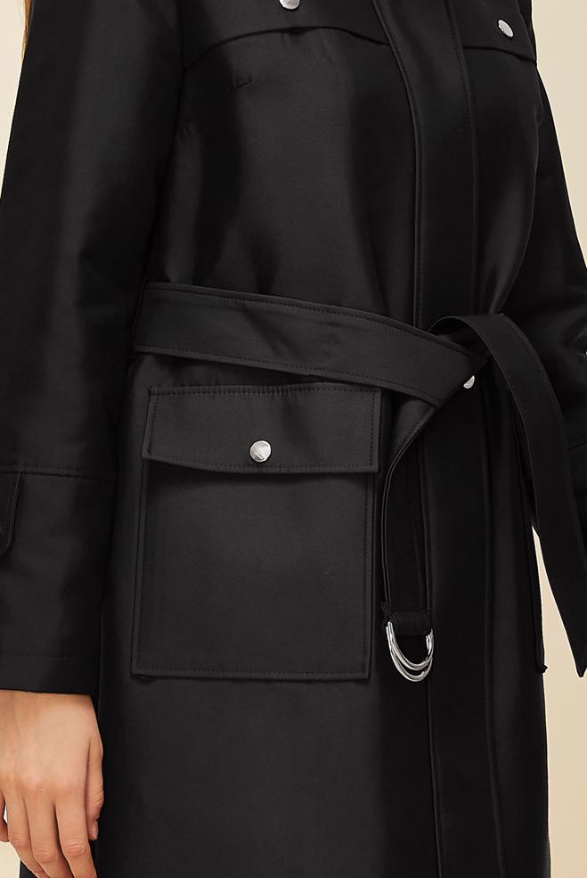 Vêtements hijab NOIR TRENCH CEINTURÉ 10977 - ALVİNA