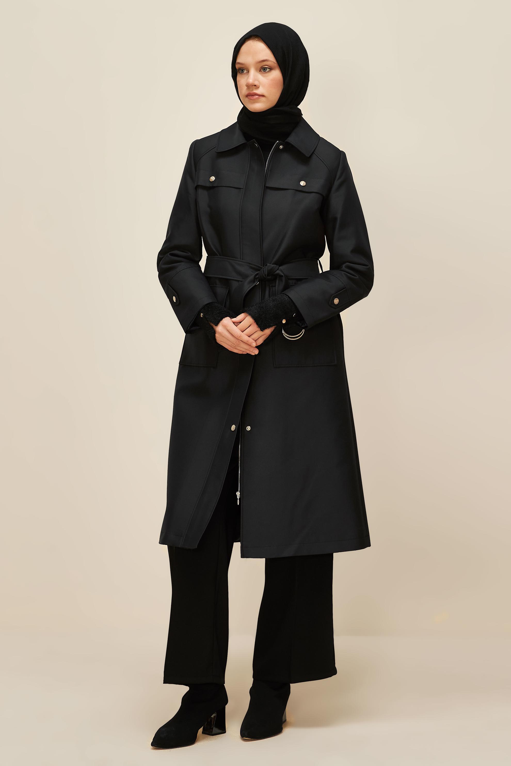 Vêtements hijab BLEU MARINE TRENCH CEINTURÉ 10977