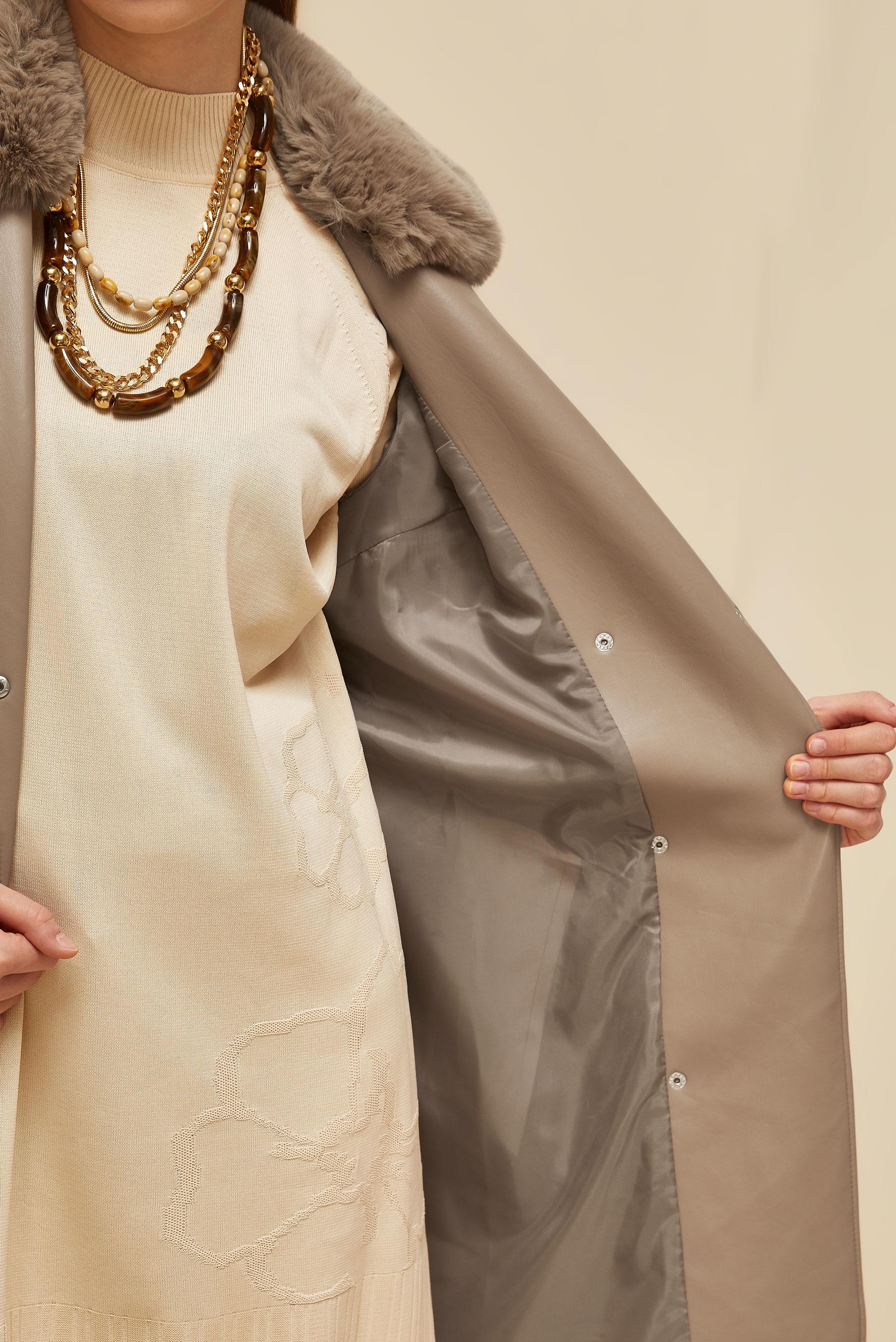 Vêtements hijab BRUN TRENCH-COAT AVEC COL EN FOURRURE 10978