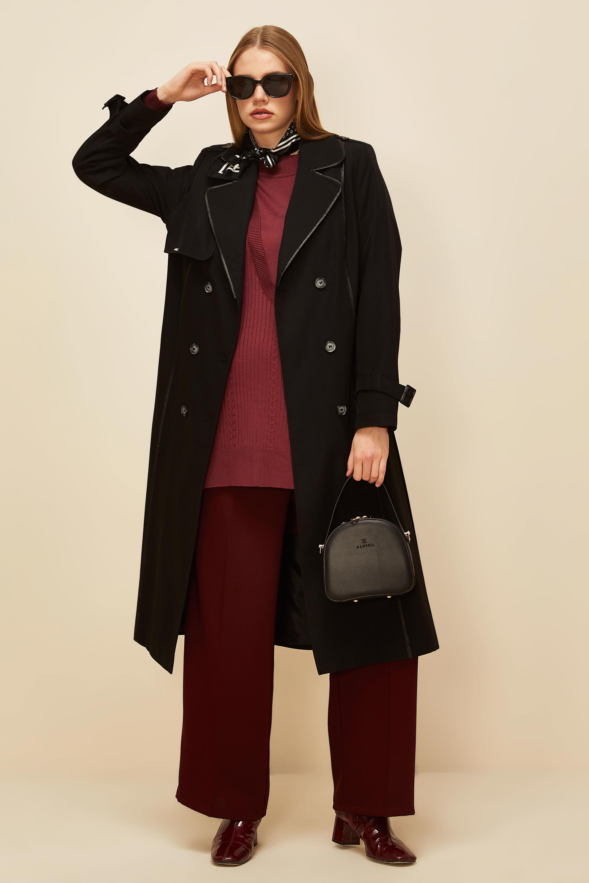 Vêtements hijab NOIR TRENCH-COAT CEINTURÉ 10979