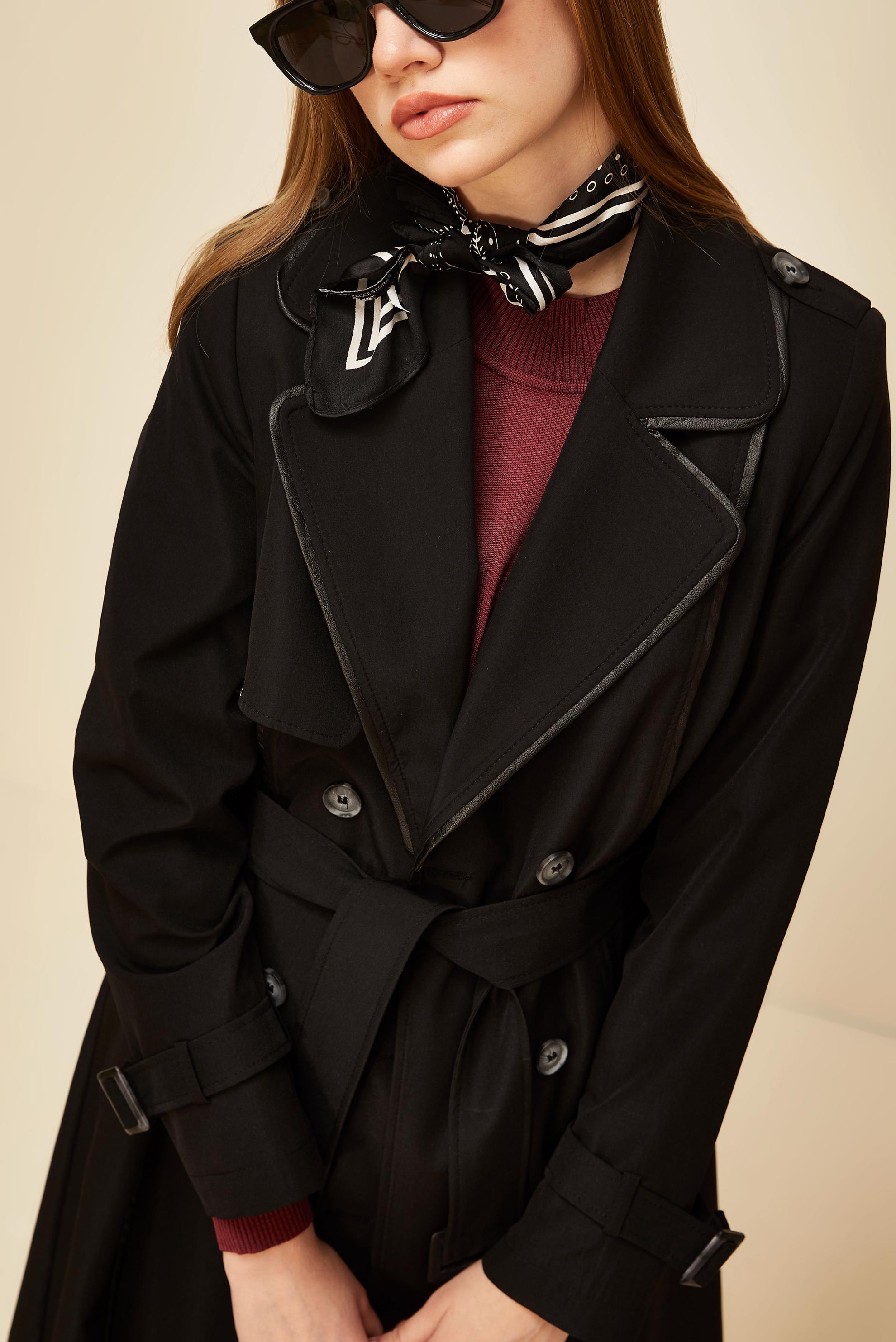 Vêtements hijab NOIR TRENCH-COAT CEINTURÉ 10979