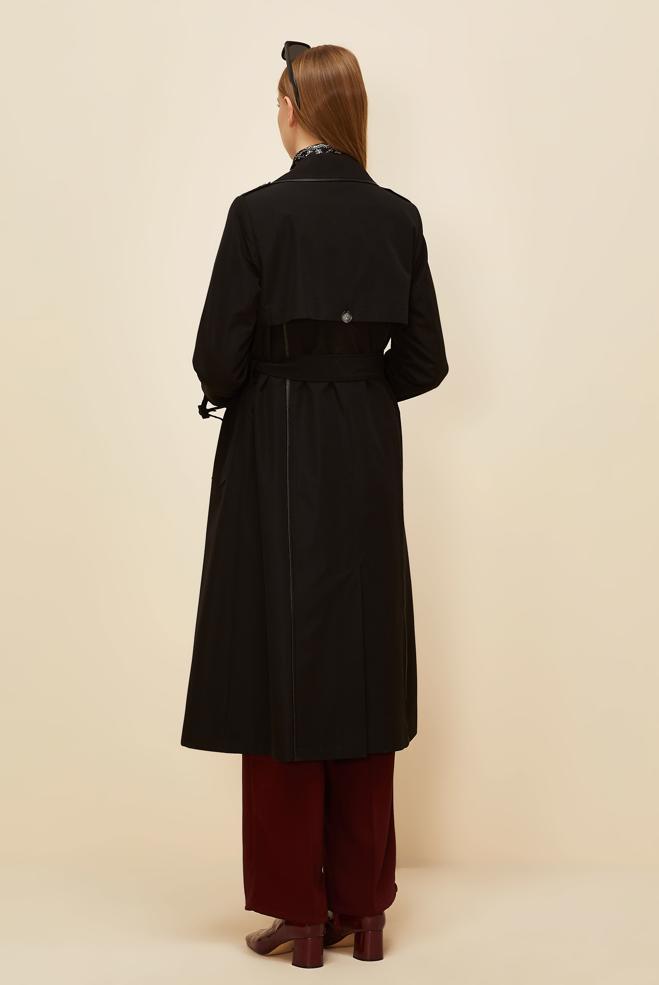 Vêtements hijab NOIR TRENCH-COAT CEINTURÉ 10979 - ALVİNA