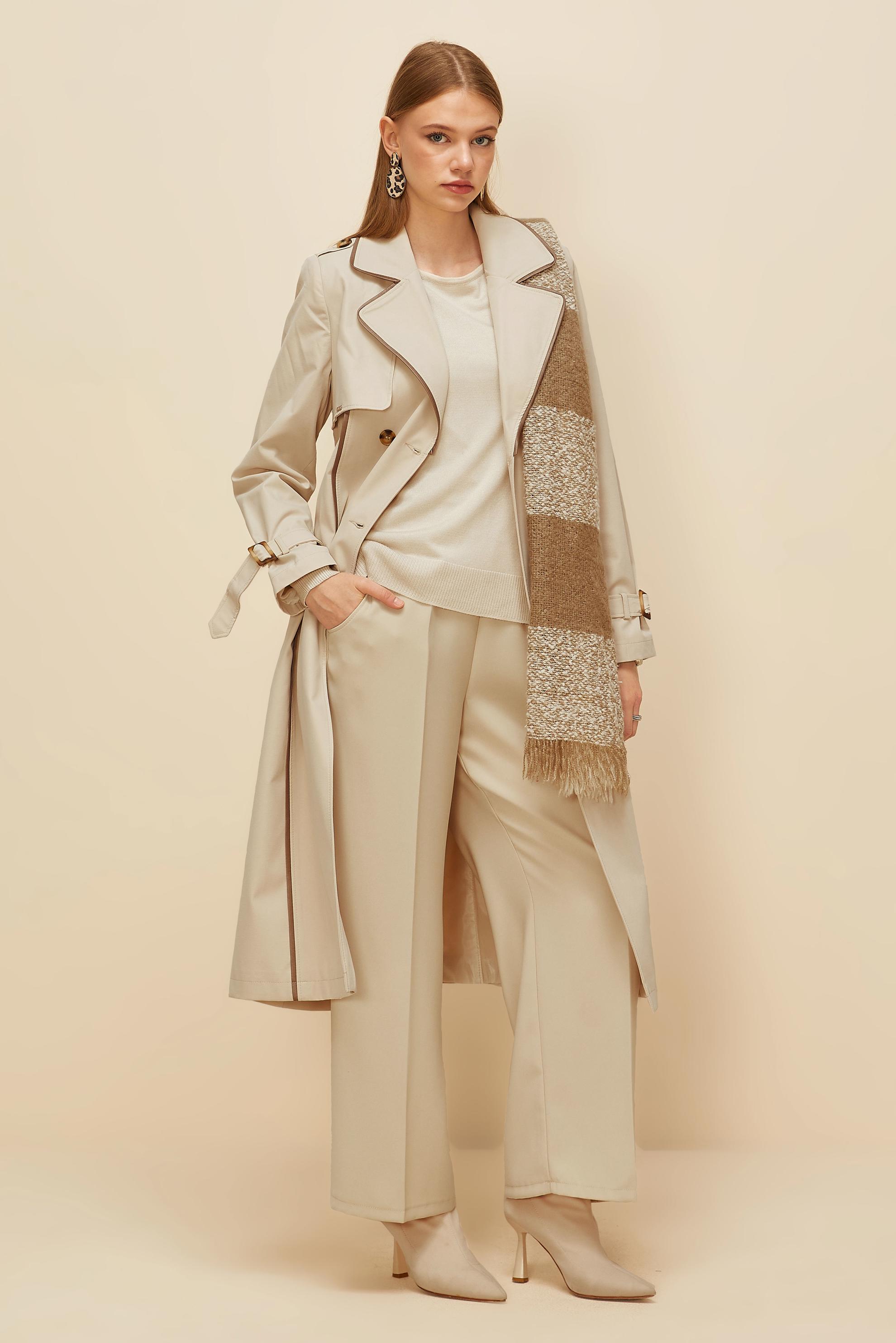 Vêtements hijab BEIGE TRENCH-COAT CEINTURÉ 10979