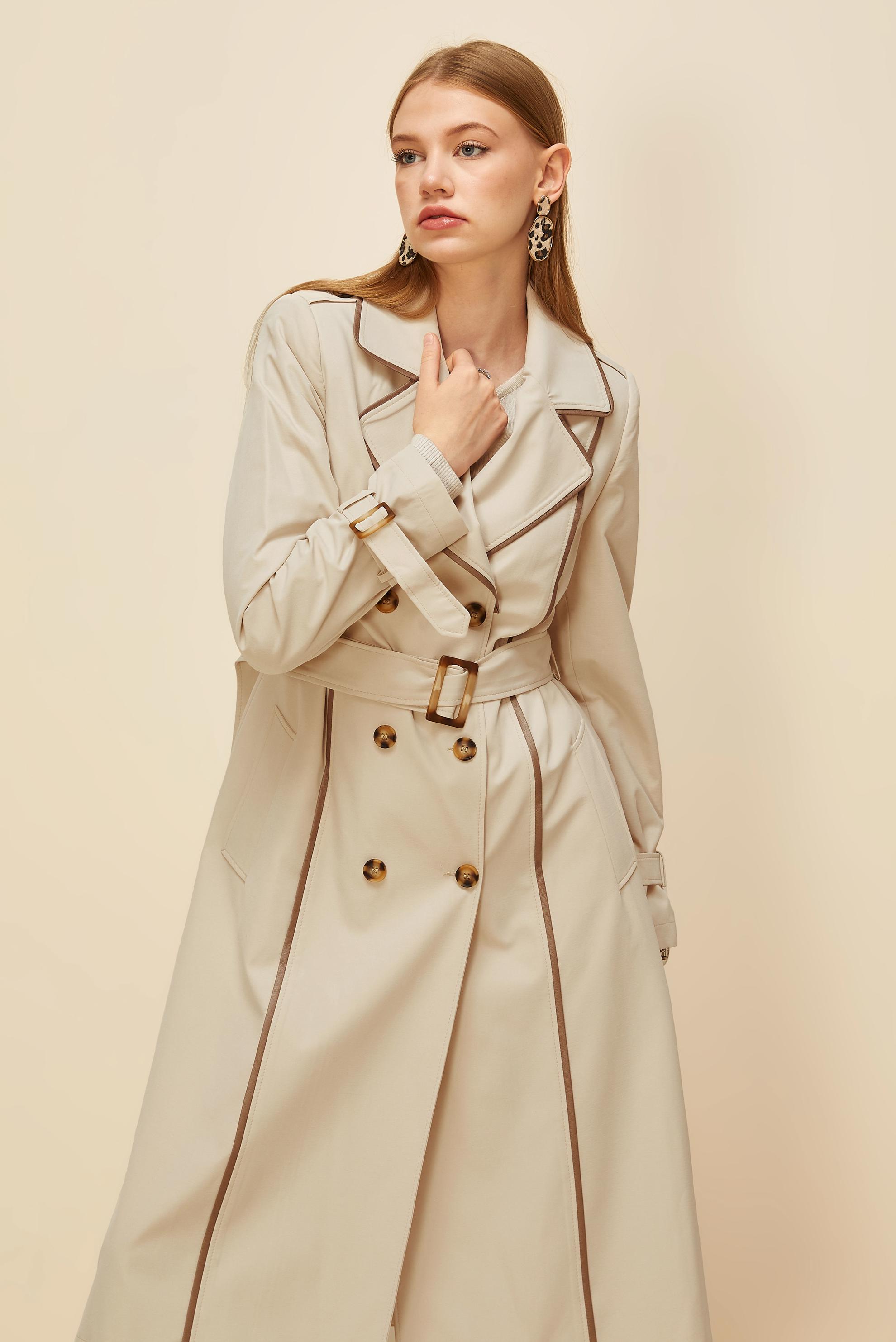 Vêtements hijab BEIGE TRENCH-COAT CEINTURÉ 10979