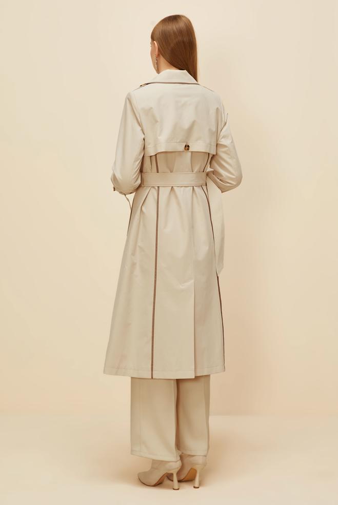 Vêtements hijab BEIGE TRENCH-COAT CEINTURÉ 10979 - ALVİNA