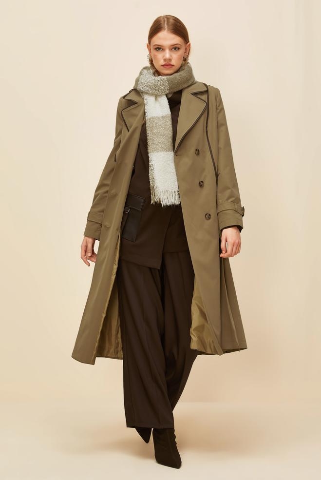 Vêtements hijab BRUN TRENCH-COAT CEINTURÉ 10979 - ALVİNA