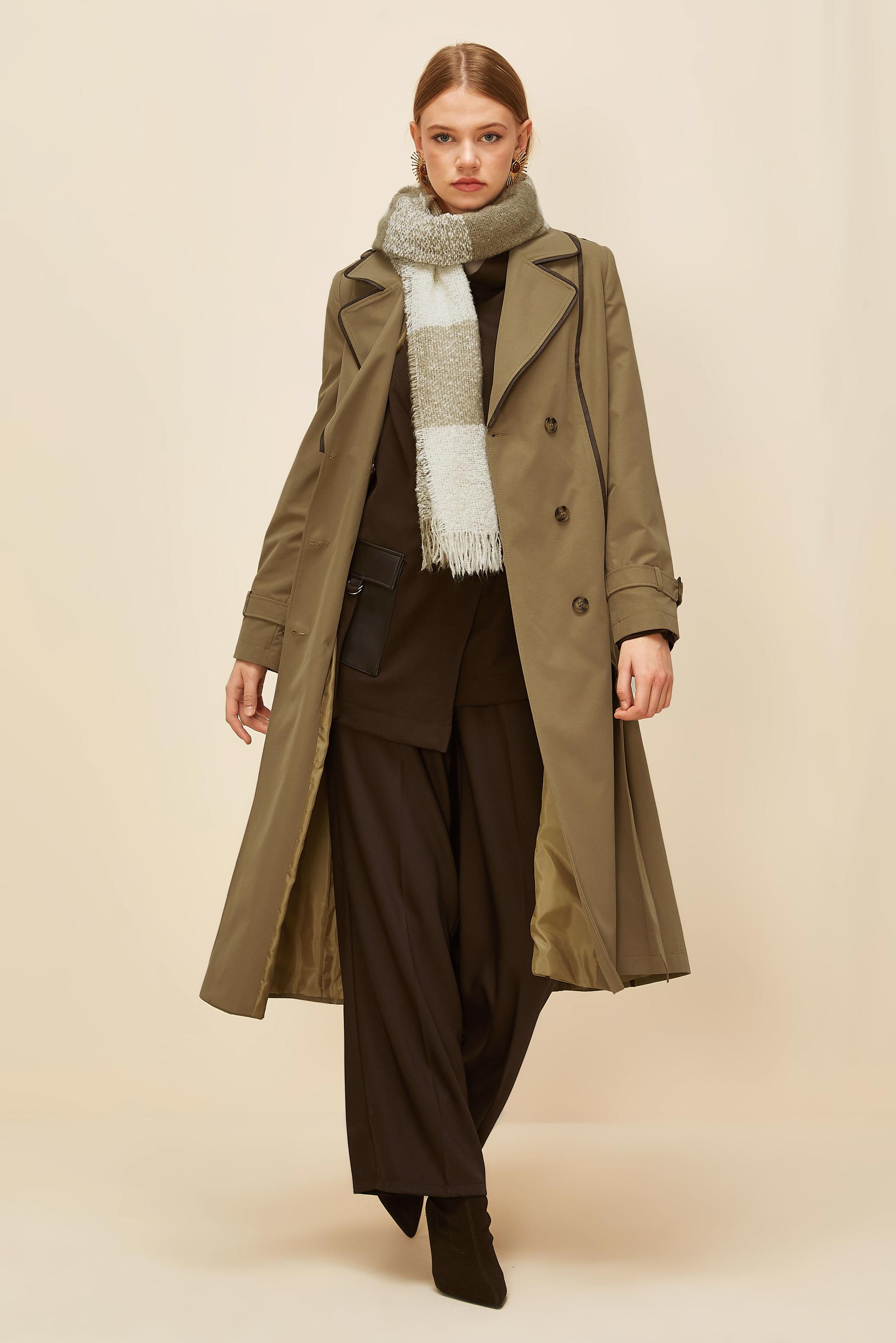Vêtements hijab BRUN TRENCH-COAT CEINTURÉ 10979
