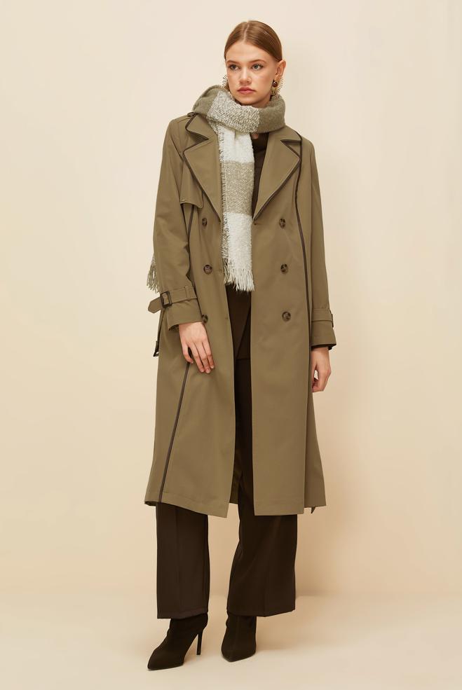 Vêtements hijab BRUN TRENCH-COAT CEINTURÉ 10979 - ALVİNA