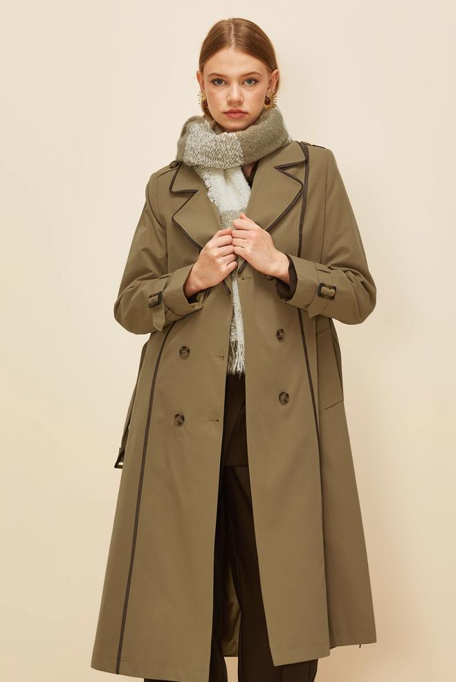 Vêtements hijab BRUN TRENCH-COAT CEINTURÉ 10979 - ALVİNA