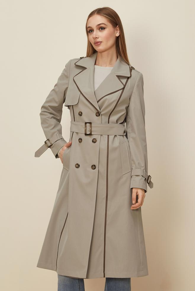 Hijab clothing SAND BELTED TRENCH COAT 10979 - ALVİNA
