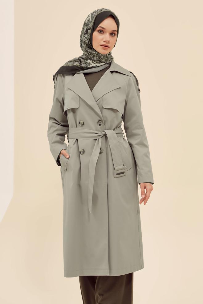 Vêtements hijab BEIGE TRENCH CEINTURÉ 10980 - ALVİNA
