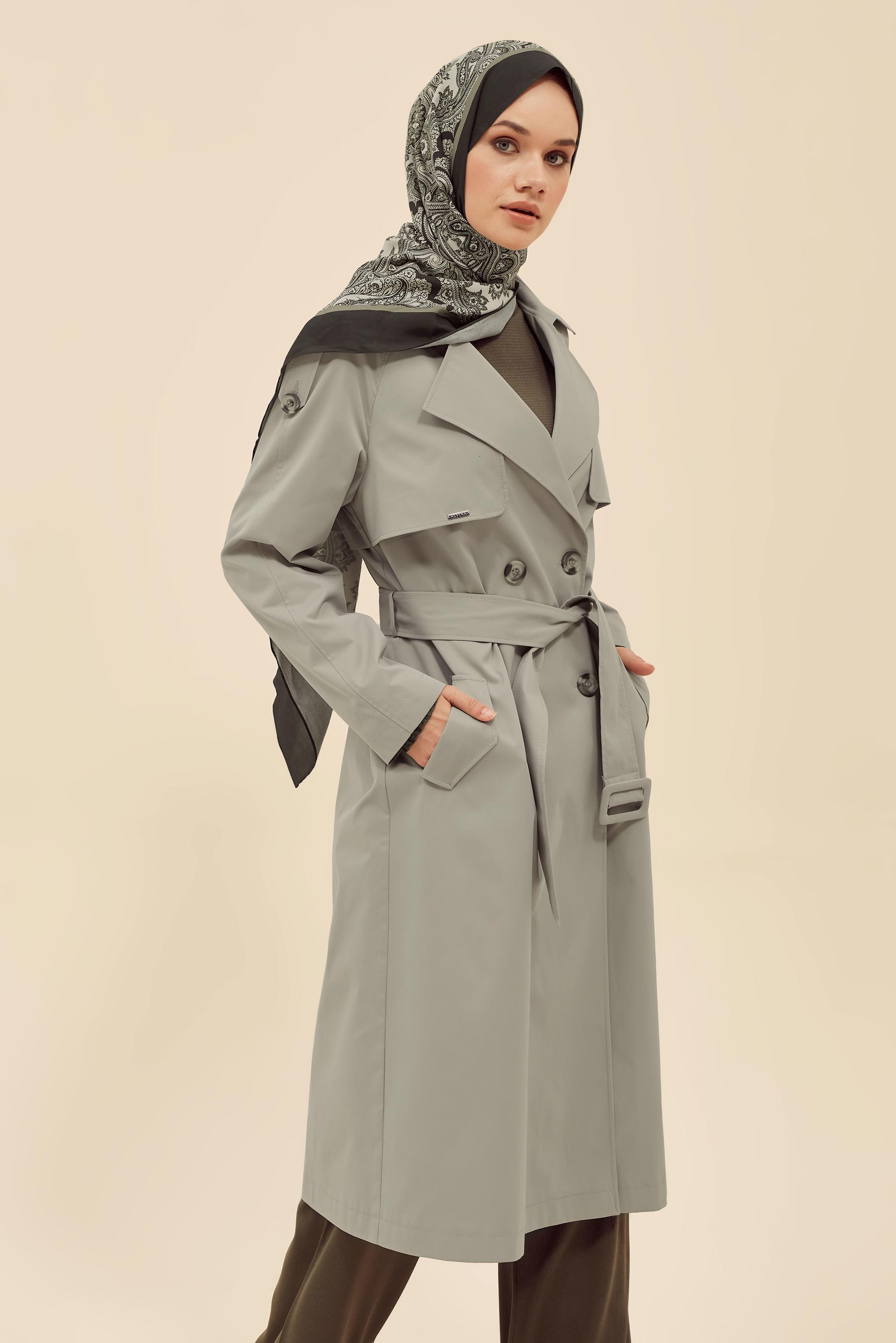 Hijab clothing BEIGE BELTED TRENCH COAT 10980