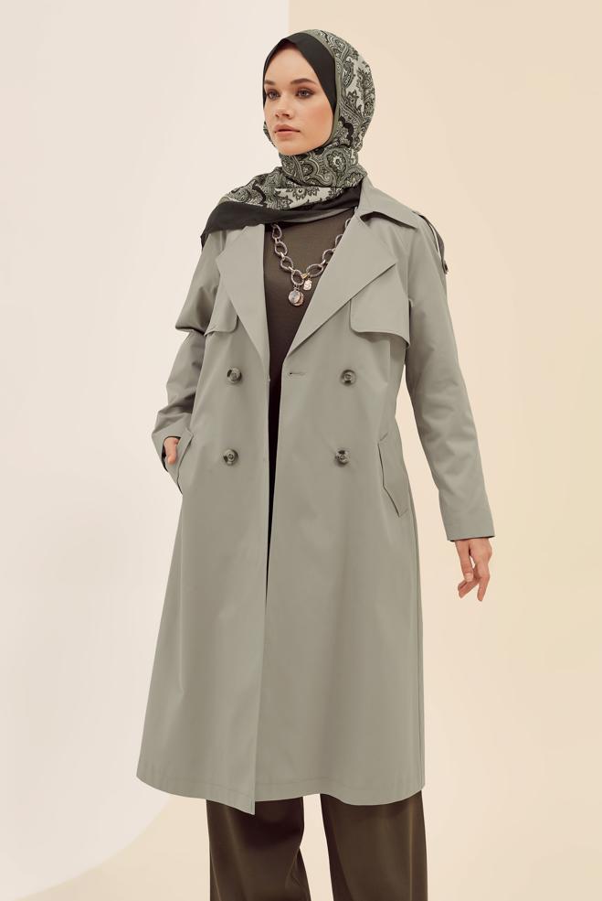 Vêtements hijab BEIGE TRENCH CEINTURÉ 10980 - ALVİNA