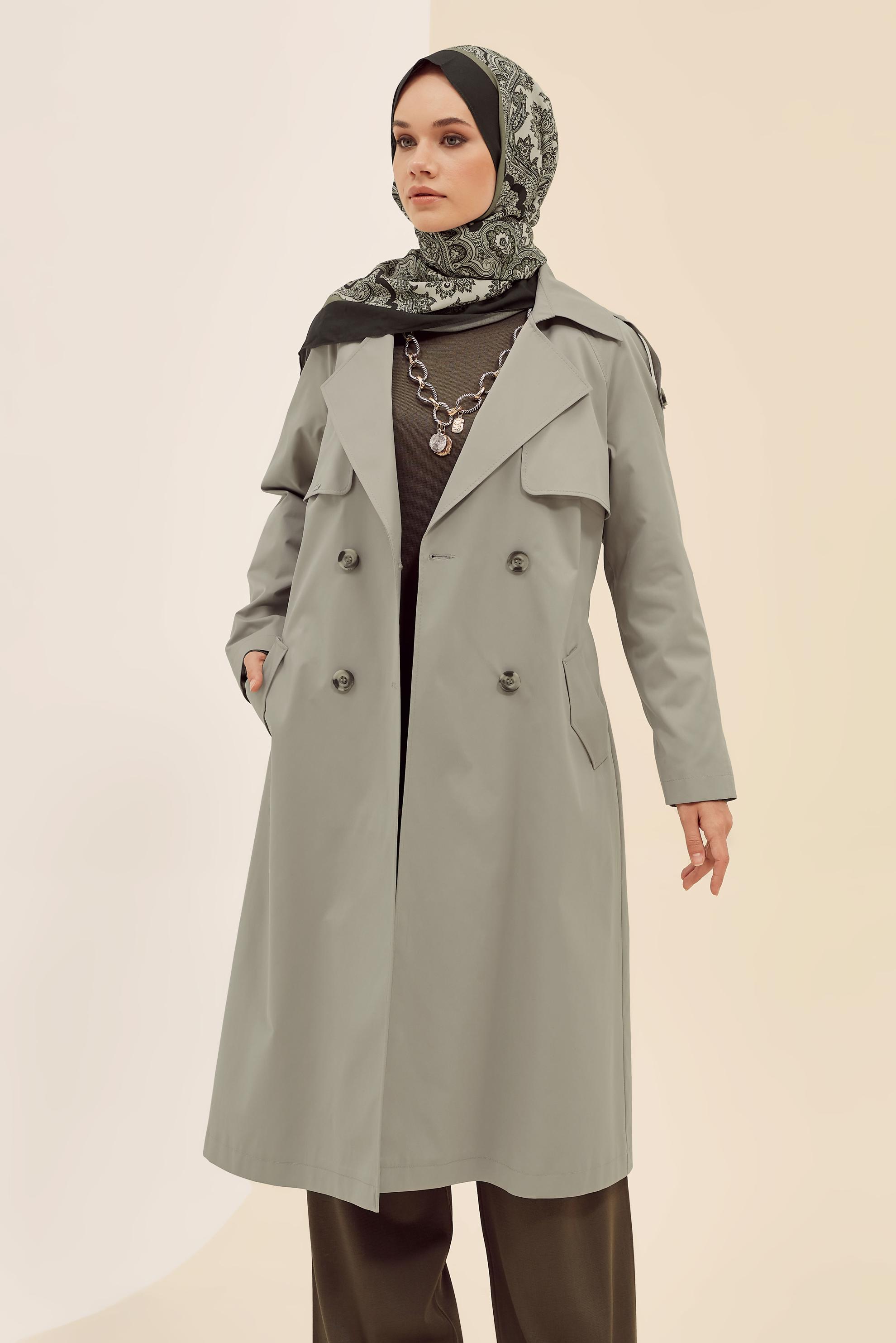 Hijab clothing BEIGE BELTED TRENCH COAT 10980