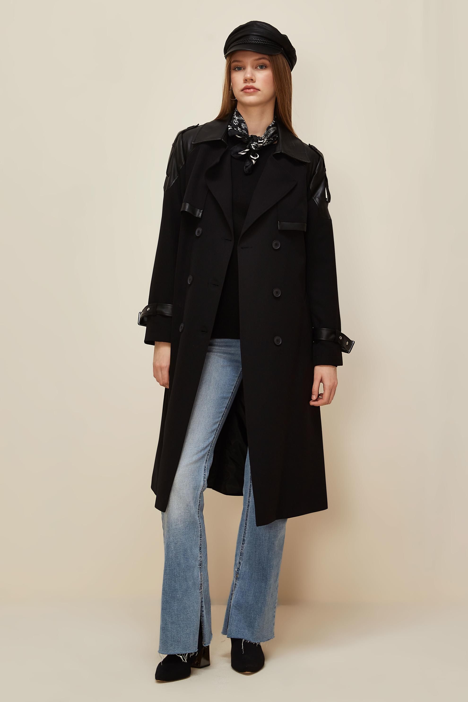 Vêtements hijab NOIR TRENCH-COAT CEINTURÉ 10981
