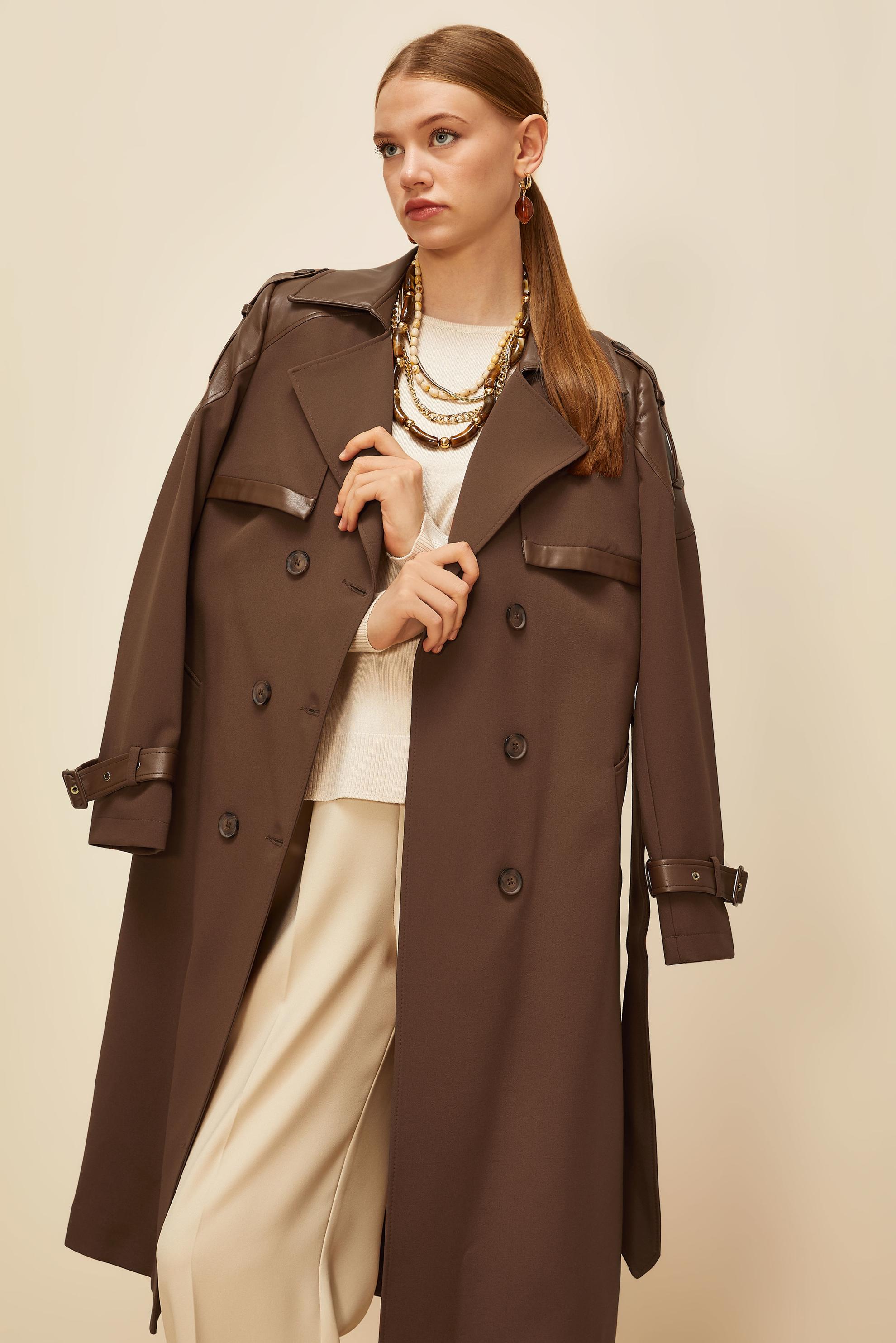 Vêtements hijab BRUN TRENCH-COAT CEINTURÉ 10981