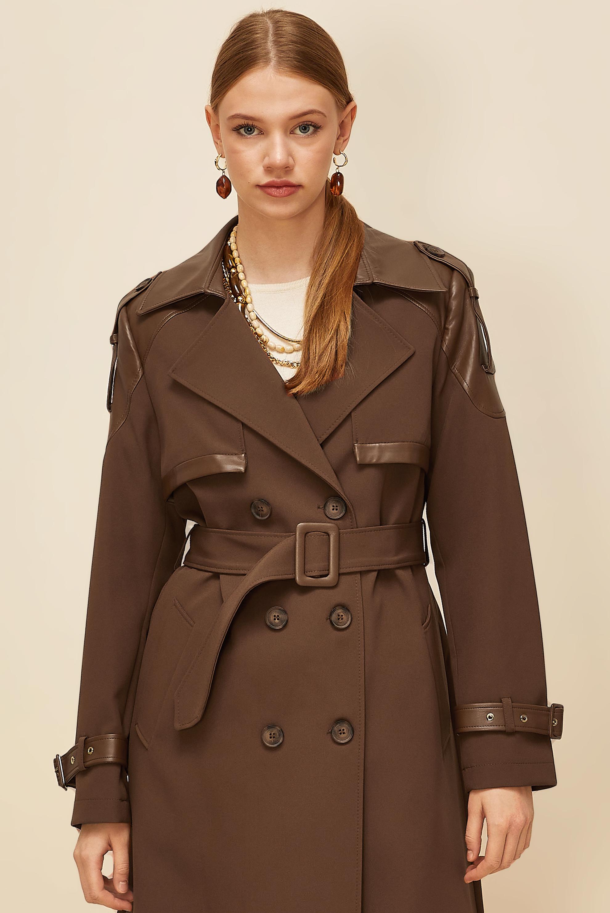 Vêtements hijab BRUN TRENCH-COAT CEINTURÉ 10981