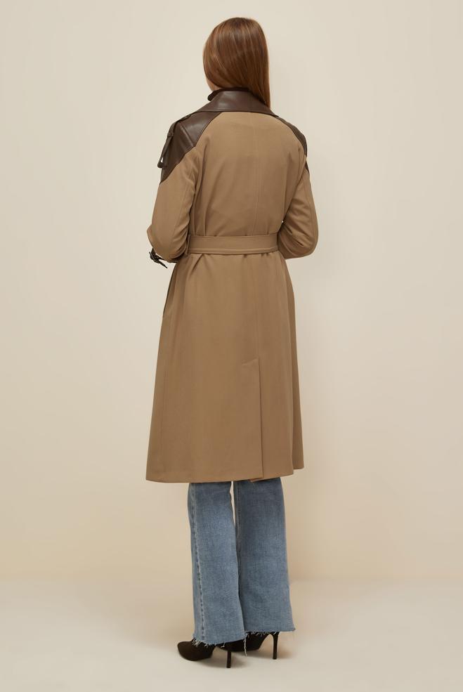 Vêtements hijab BRUN TRENCH-COAT CEINTURÉ 10981 - ALVİNA