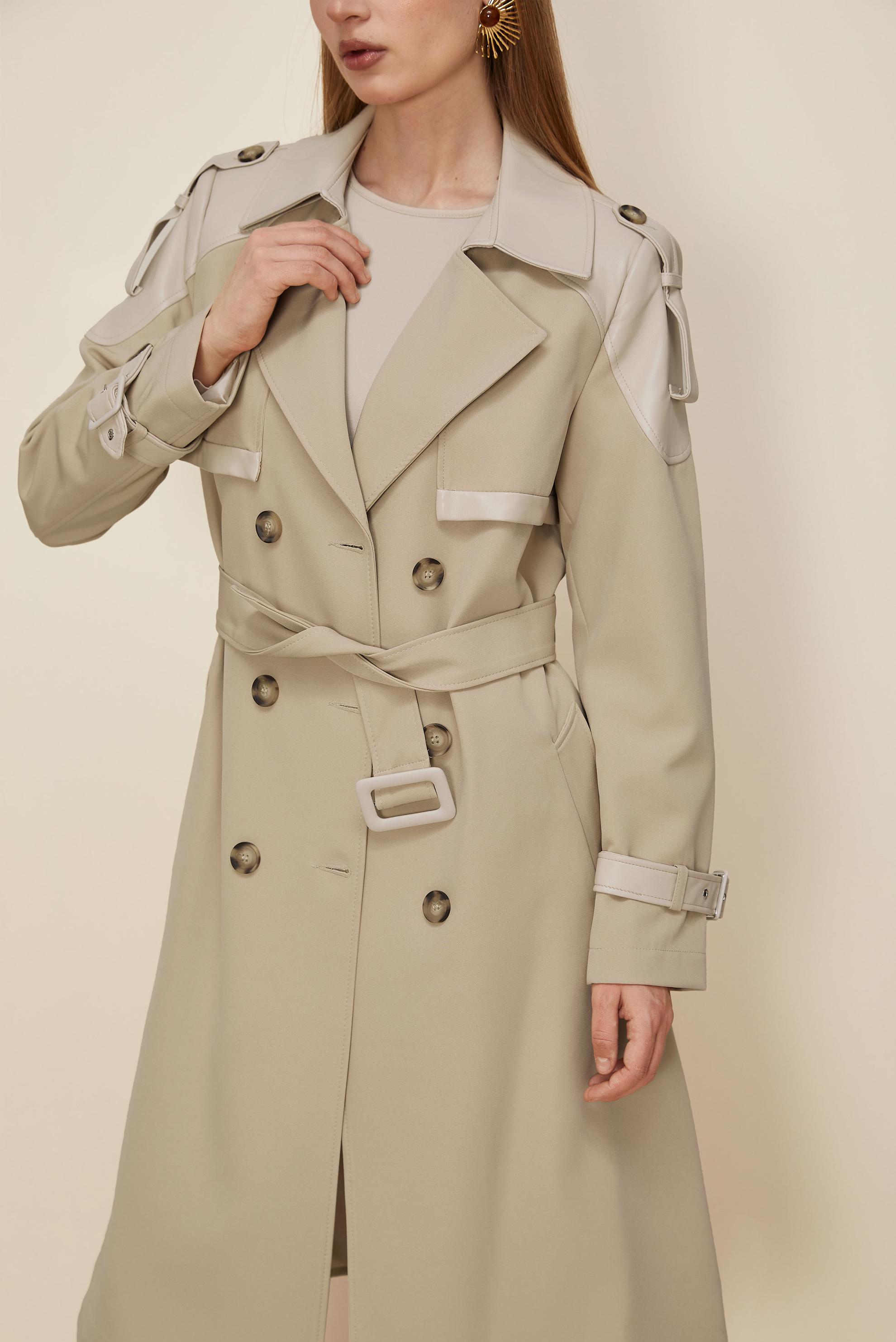 Tesettür giyim BEJ KEMERLİ TRENÇKOT 10981