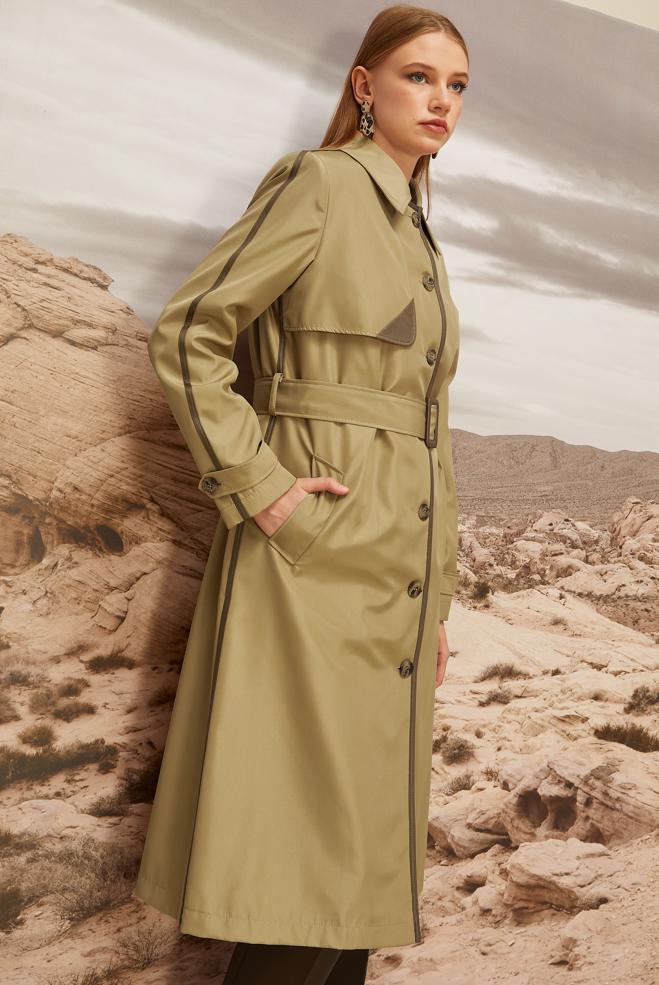Vêtements hijab BRUN TRENCH REMBOURRÉ 10982 - ALVİNA