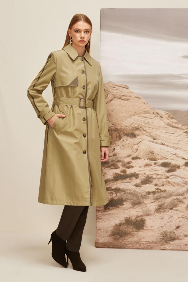 Vêtements hijab BRUN TRENCH REMBOURRÉ 10982 - ALVİNA