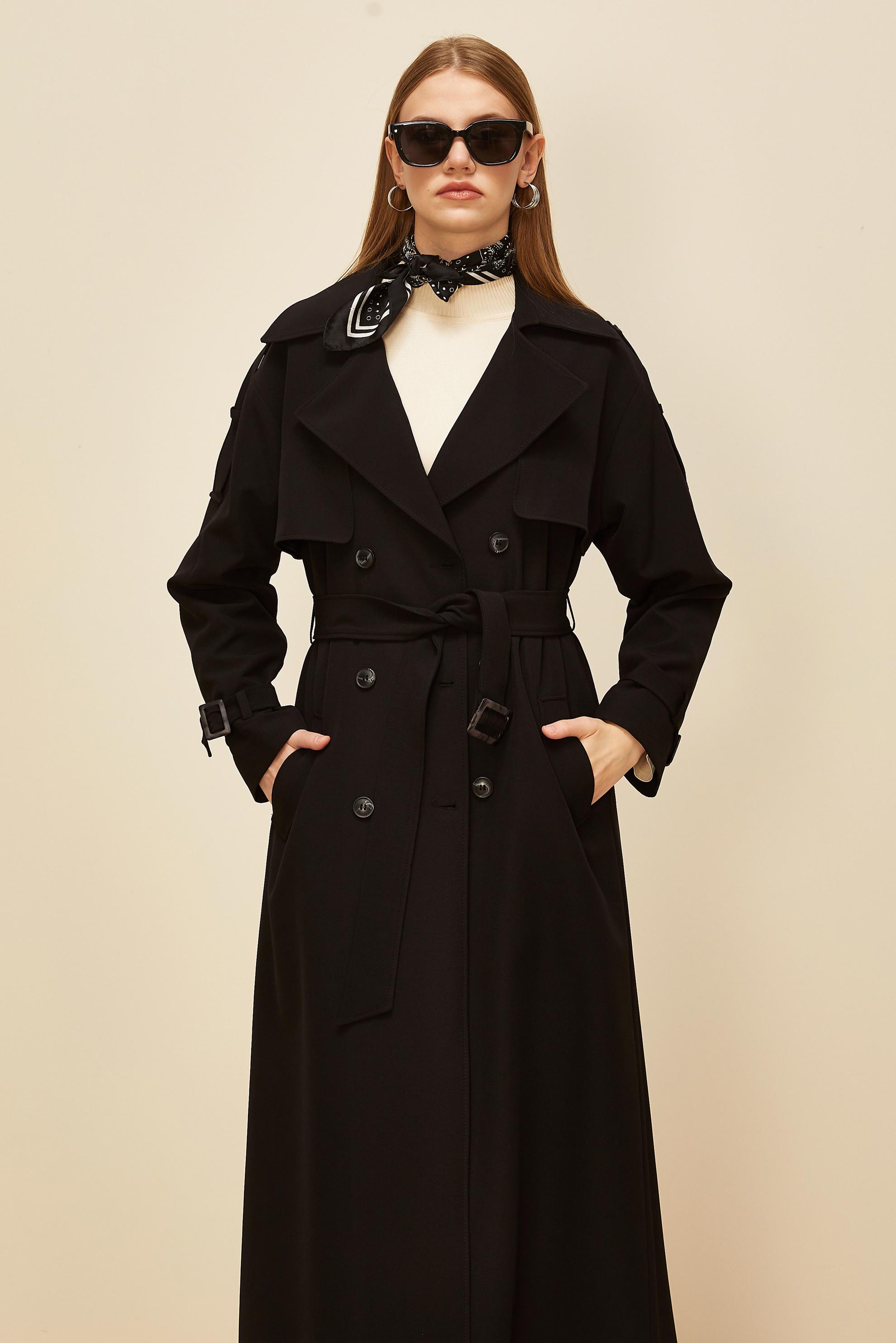 Vêtements hijab NOIR TRENCH CEINTURÉ 10983