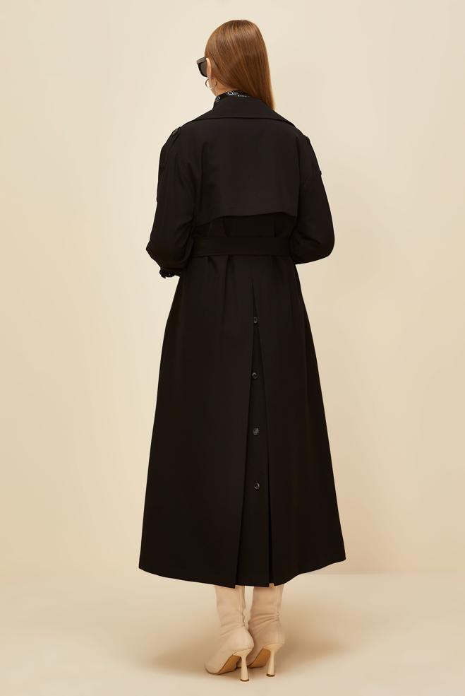 Vêtements hijab NOIR TRENCH CEINTURÉ 10983 - ALVİNA