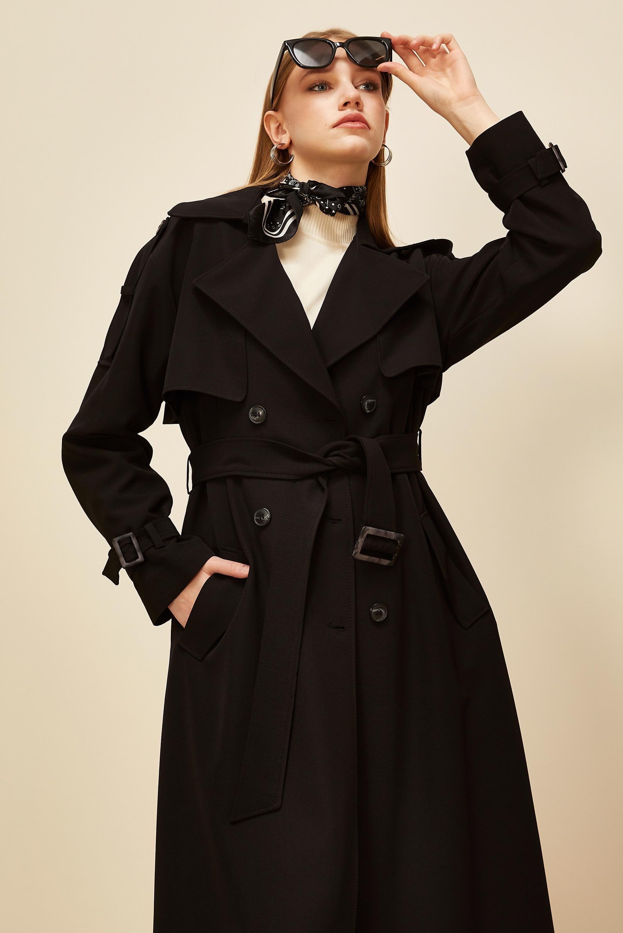 Vêtements hijab NOIR TRENCH CEINTURÉ 10983