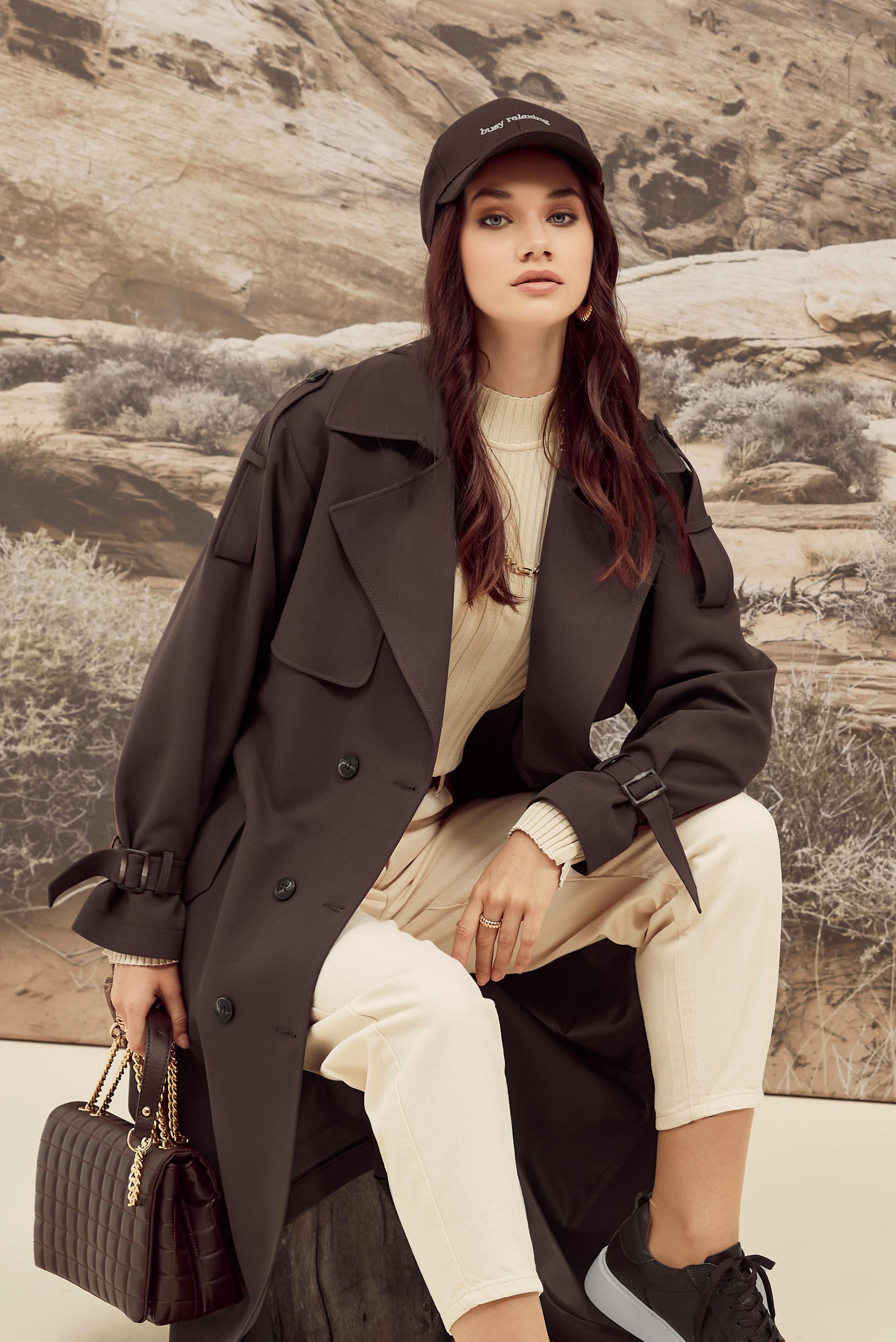 Hijab clothing BROWN BELTED TRENCH COAT 10983