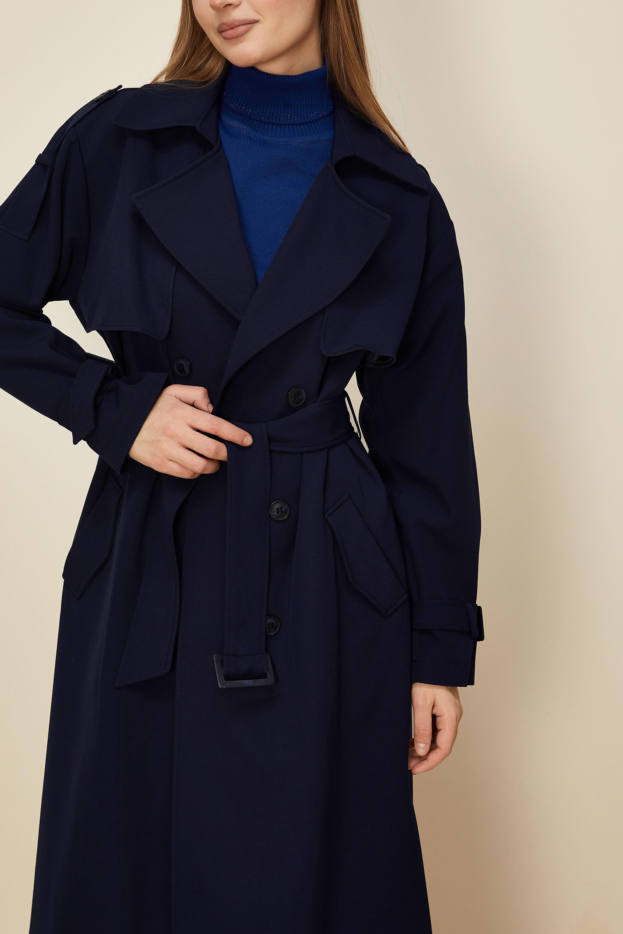 Hijab clothing NAVY BLUE BELTED TRENCH COAT 10983