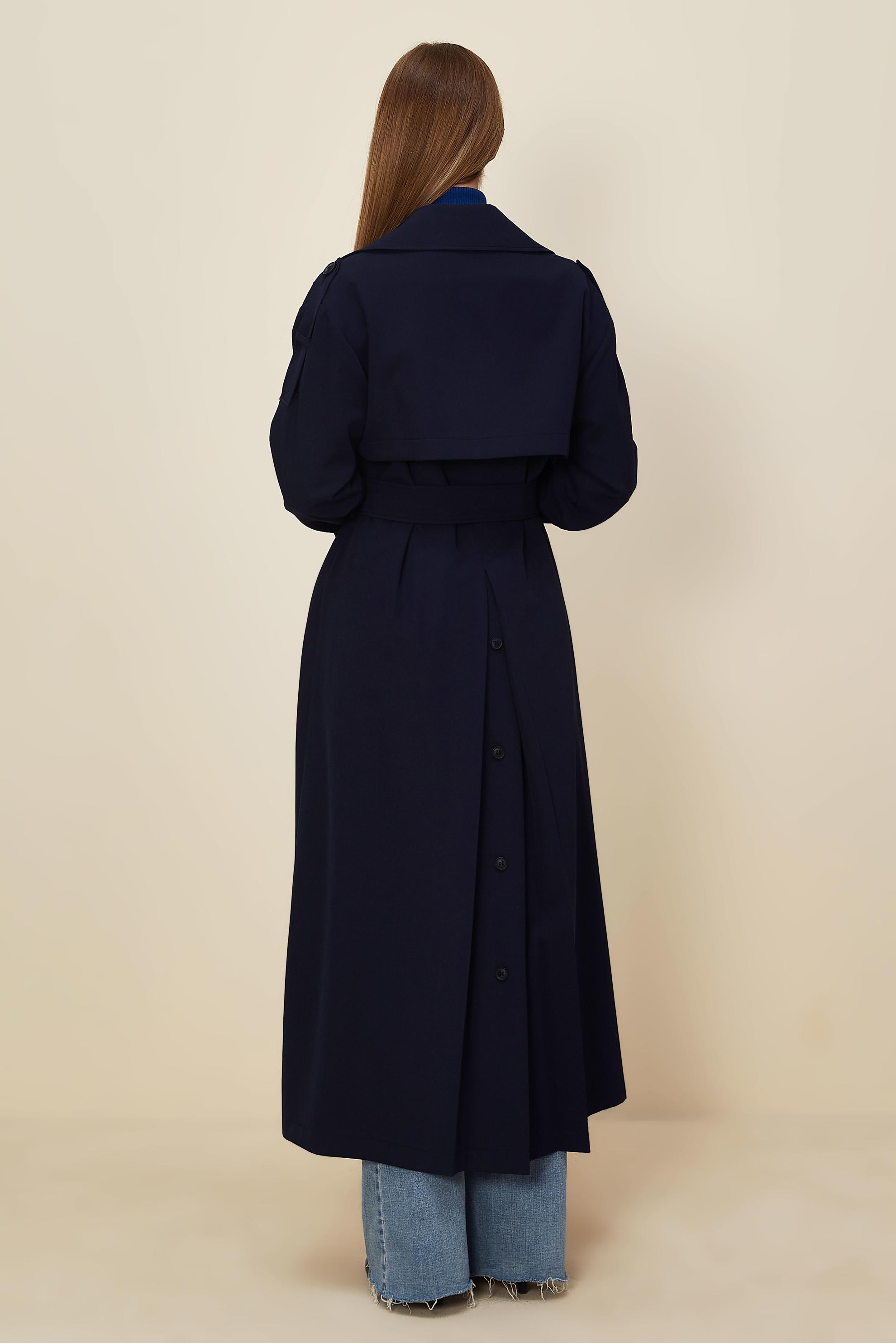 Hijab clothing NAVY BLUE BELTED TRENCH COAT 10983