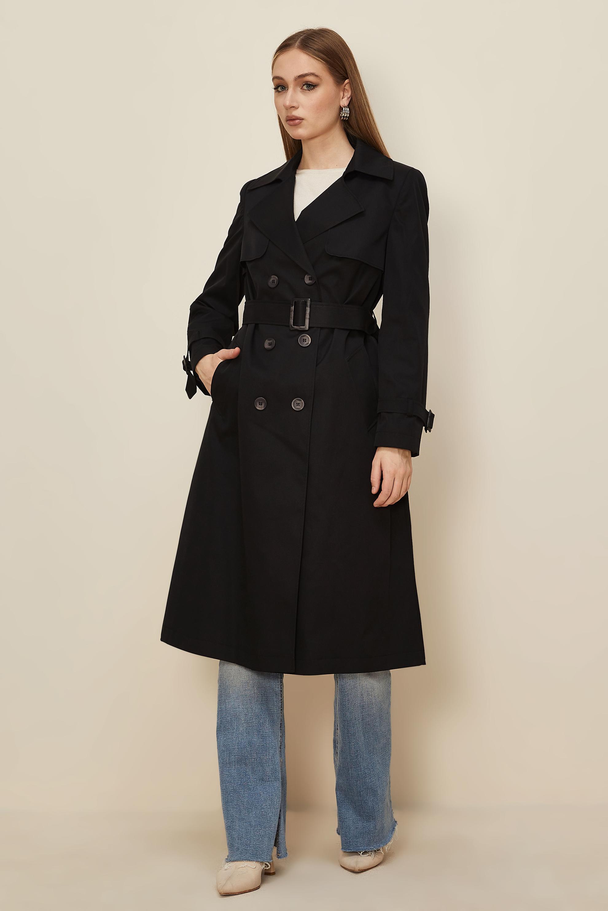 Hijab clothing BLACK BELTED TRENCH COAT 10985