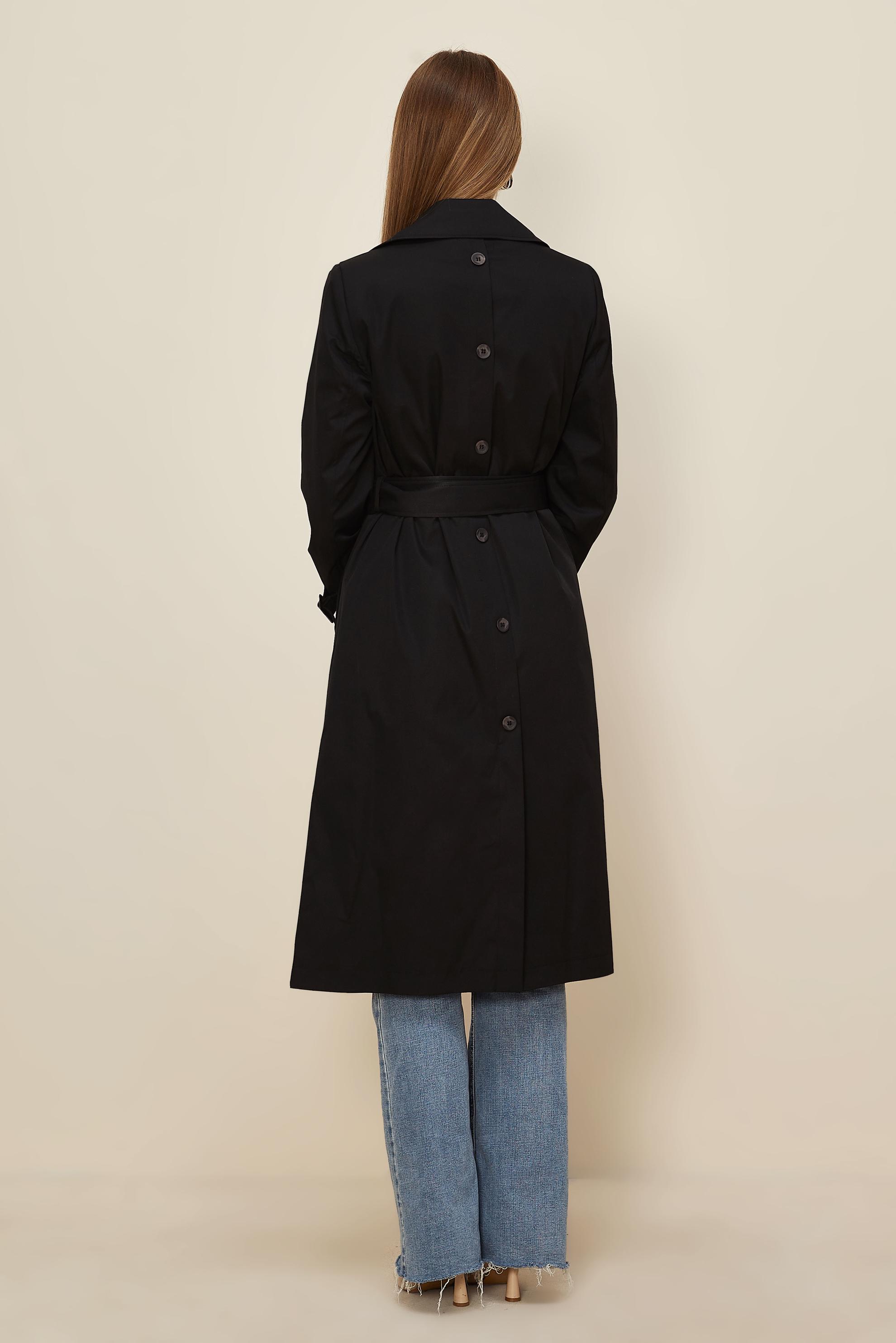 Hijab clothing BLACK BELTED TRENCH COAT 10985