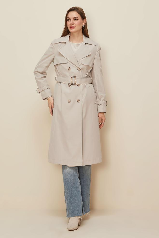 Tesettür giyim BEJ 10985 8711 TRENCKOT 38-46 TEK 42 - ALVİNA