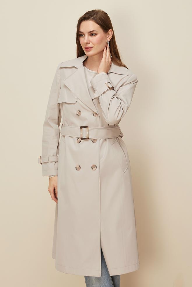 Tesettür giyim BEJ 10985 8711 TRENCKOT 38-46 TEK 42 - ALVİNA