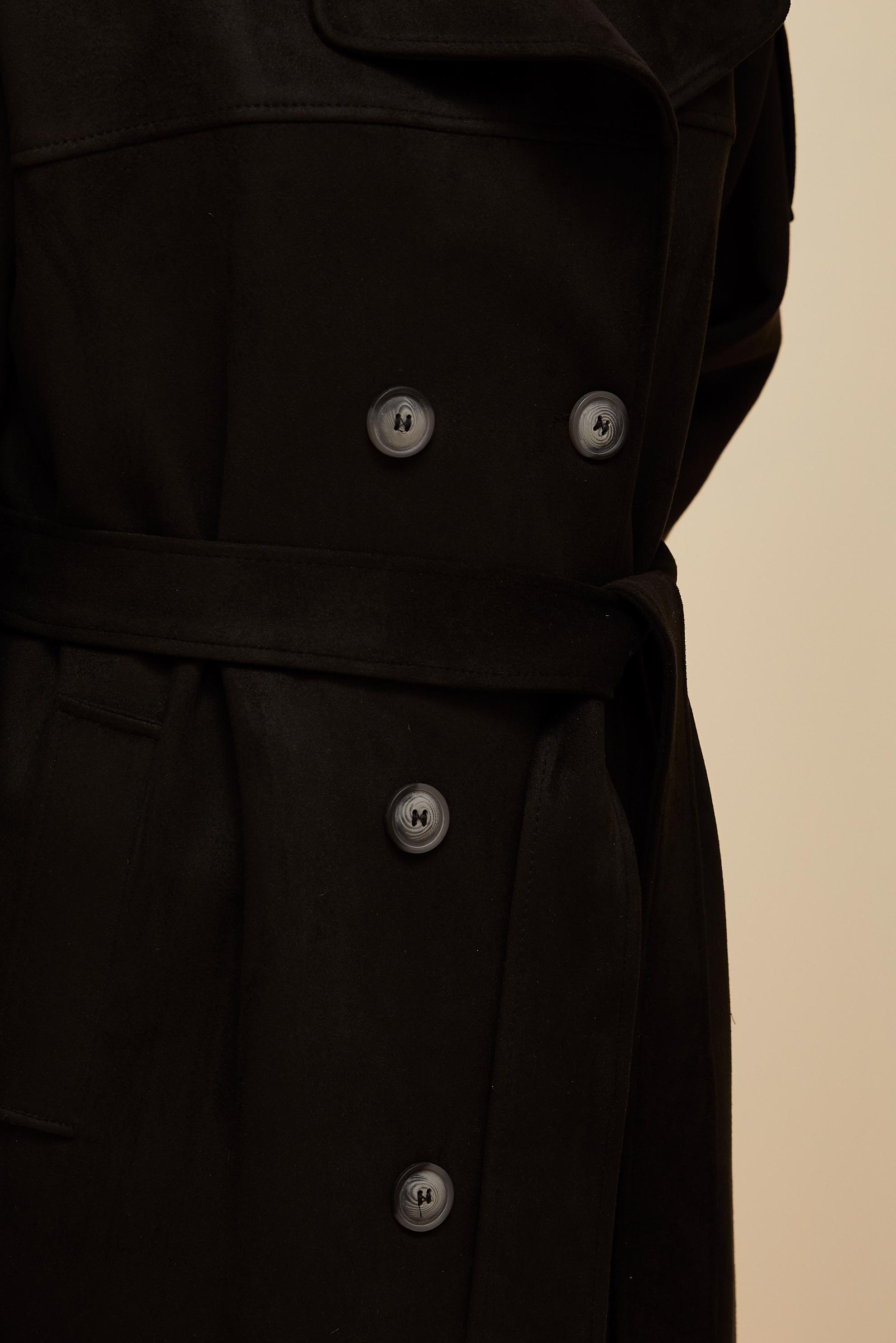 Vêtements hijab NOIR TRENCH-COAT EN DAIM CEINTURÉ 10986