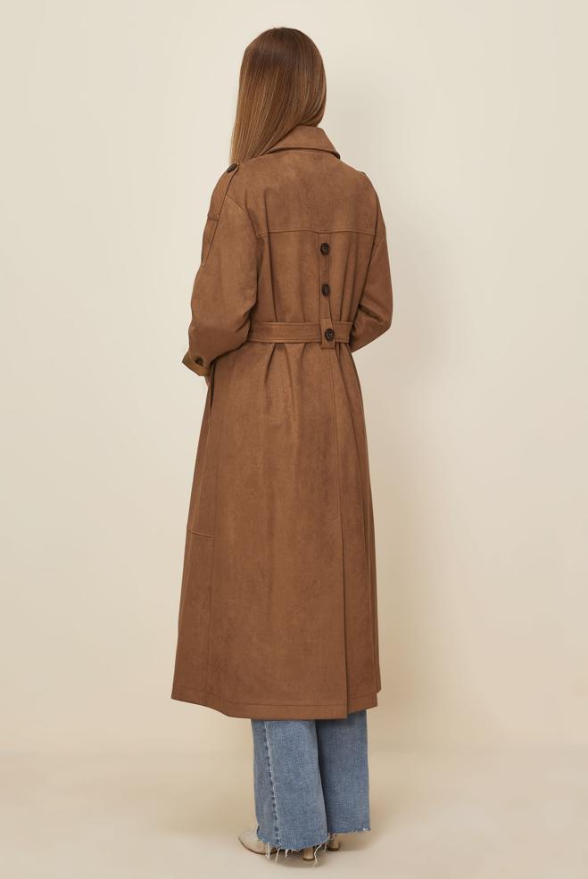 Hijab clothing TABA BELTED SUEDE TRENCH COAT 10986 - ALVİNA