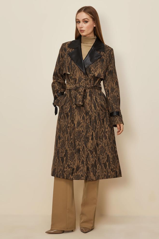 Hijab clothing YELLOW FAUX-LEATHER DETAILED TRENCH COAT 10987 - ALVİNA