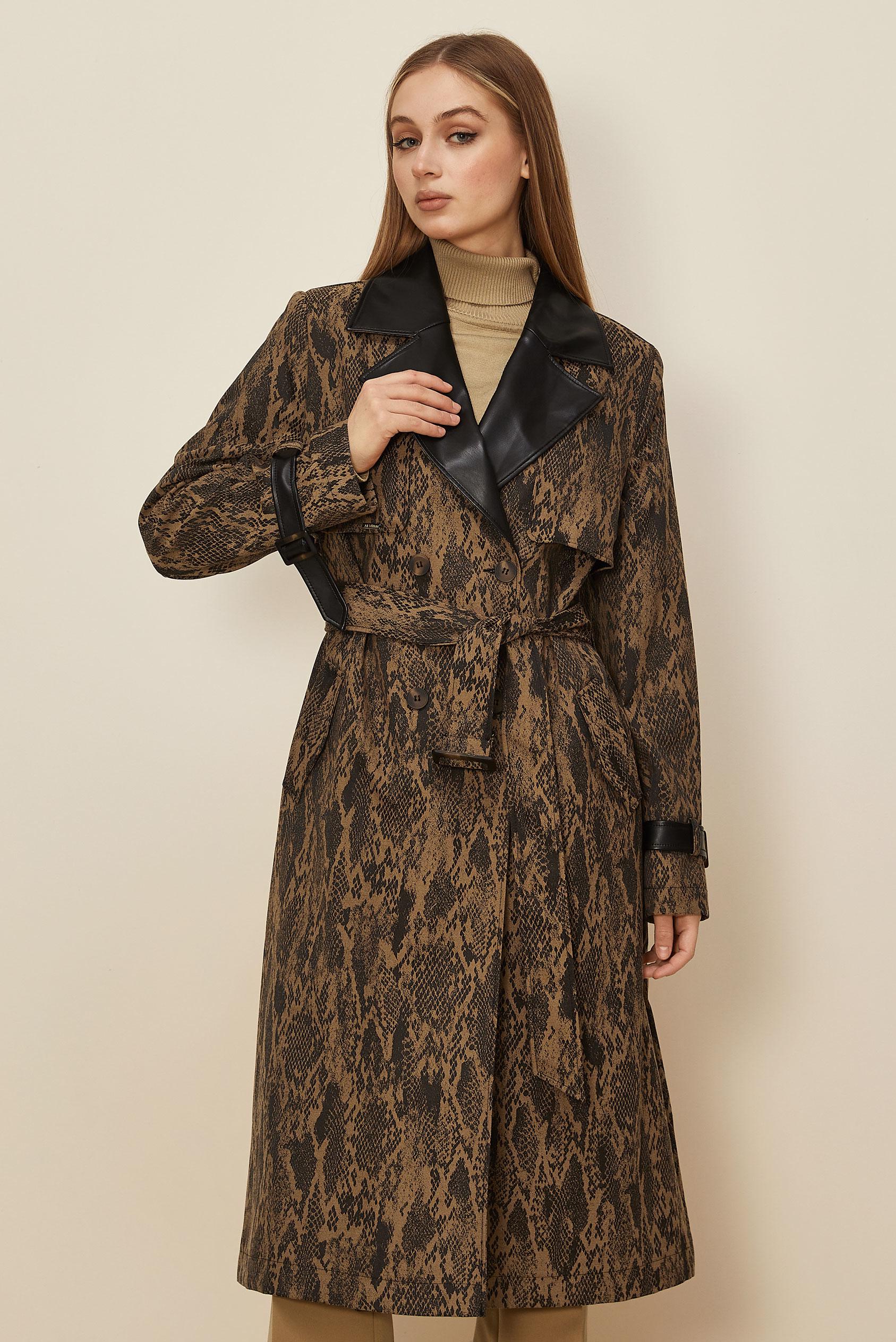 Hijab clothing YELLOW FAUX-LEATHER DETAILED TRENCH COAT 10987