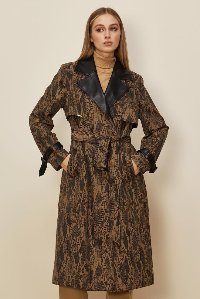 Hijab clothing YELLOW FAUX-LEATHER DETAILED TRENCH COAT 10987 - ALVİNA