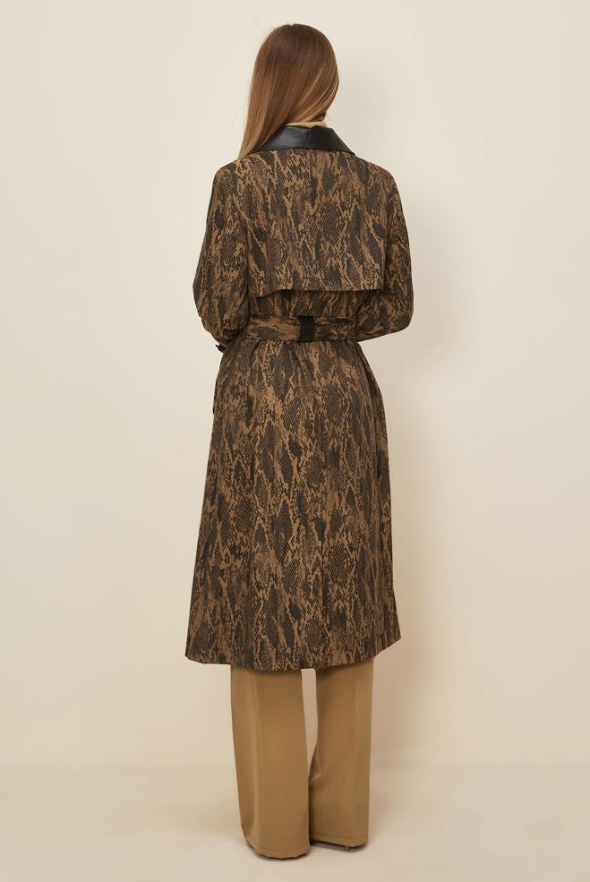 Hijab clothing YELLOW FAUX-LEATHER DETAILED TRENCH COAT 10987 - ALVİNA