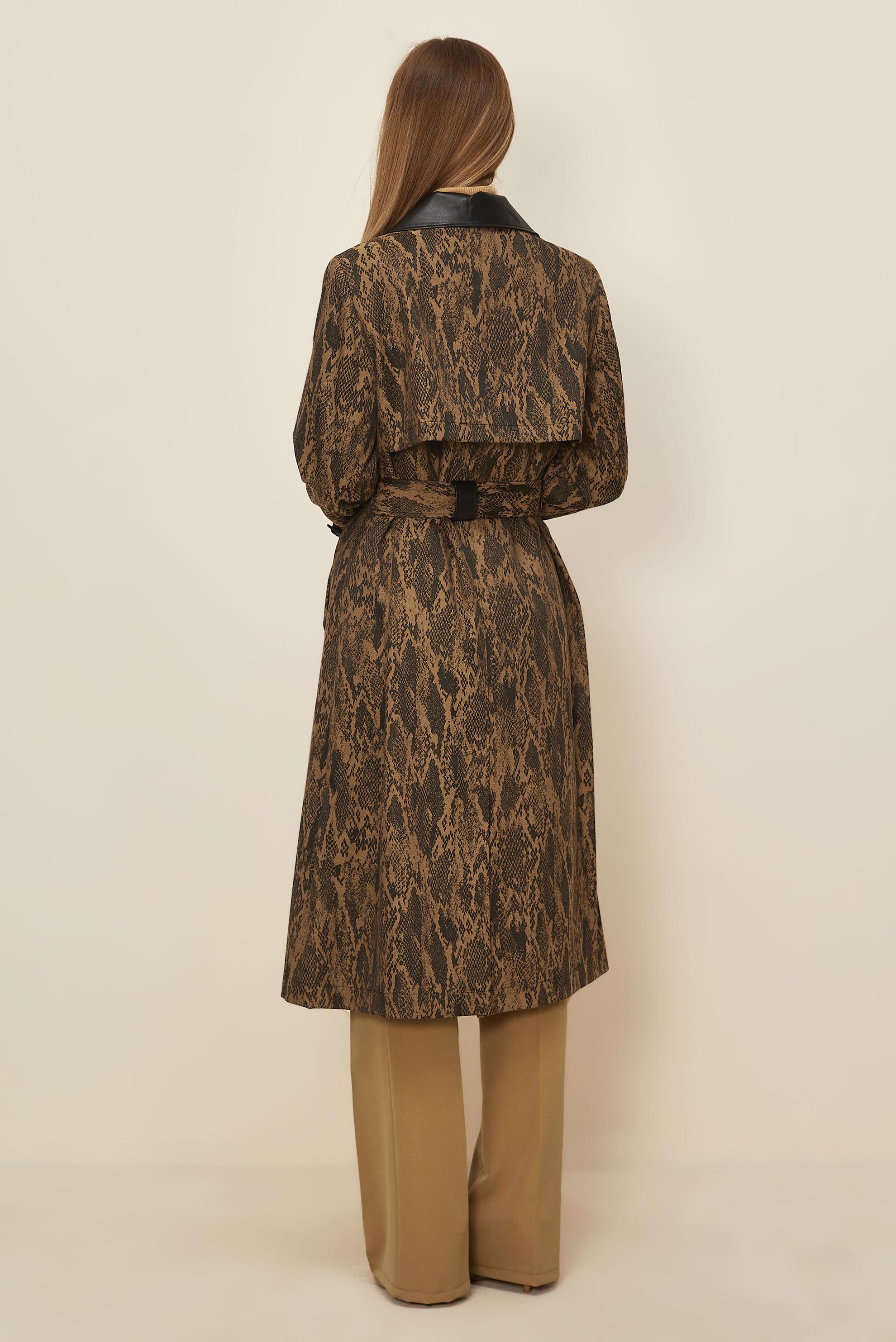 Hijab clothing YELLOW FAUX-LEATHER DETAILED TRENCH COAT 10987