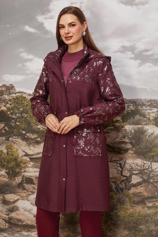 Hijab clothing CLARET RED 10988 KAPİTONE 1261 TRENÇKOT 38-46 TEK 40 - ALVİNA