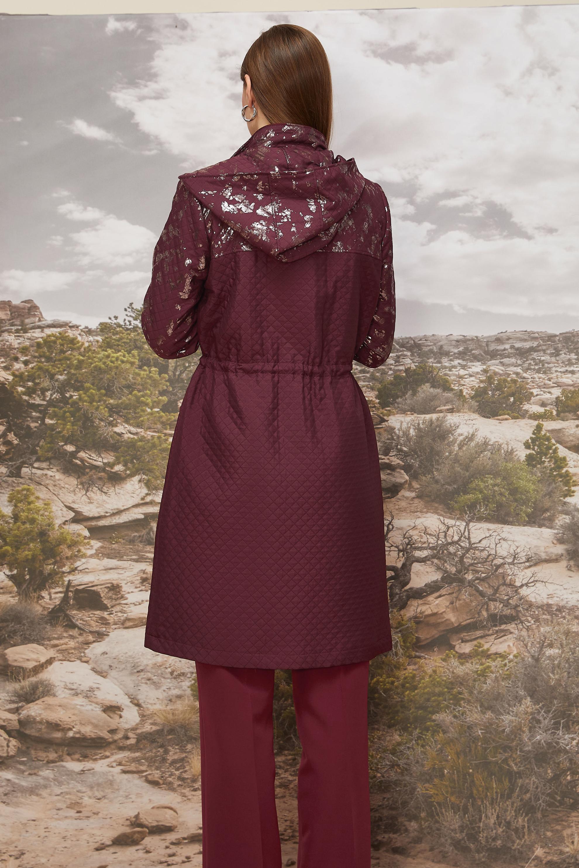 Hijab clothing CLARET RED 10988 KAPİTONE 1261 TRENÇKOT 38-46 TEK 40