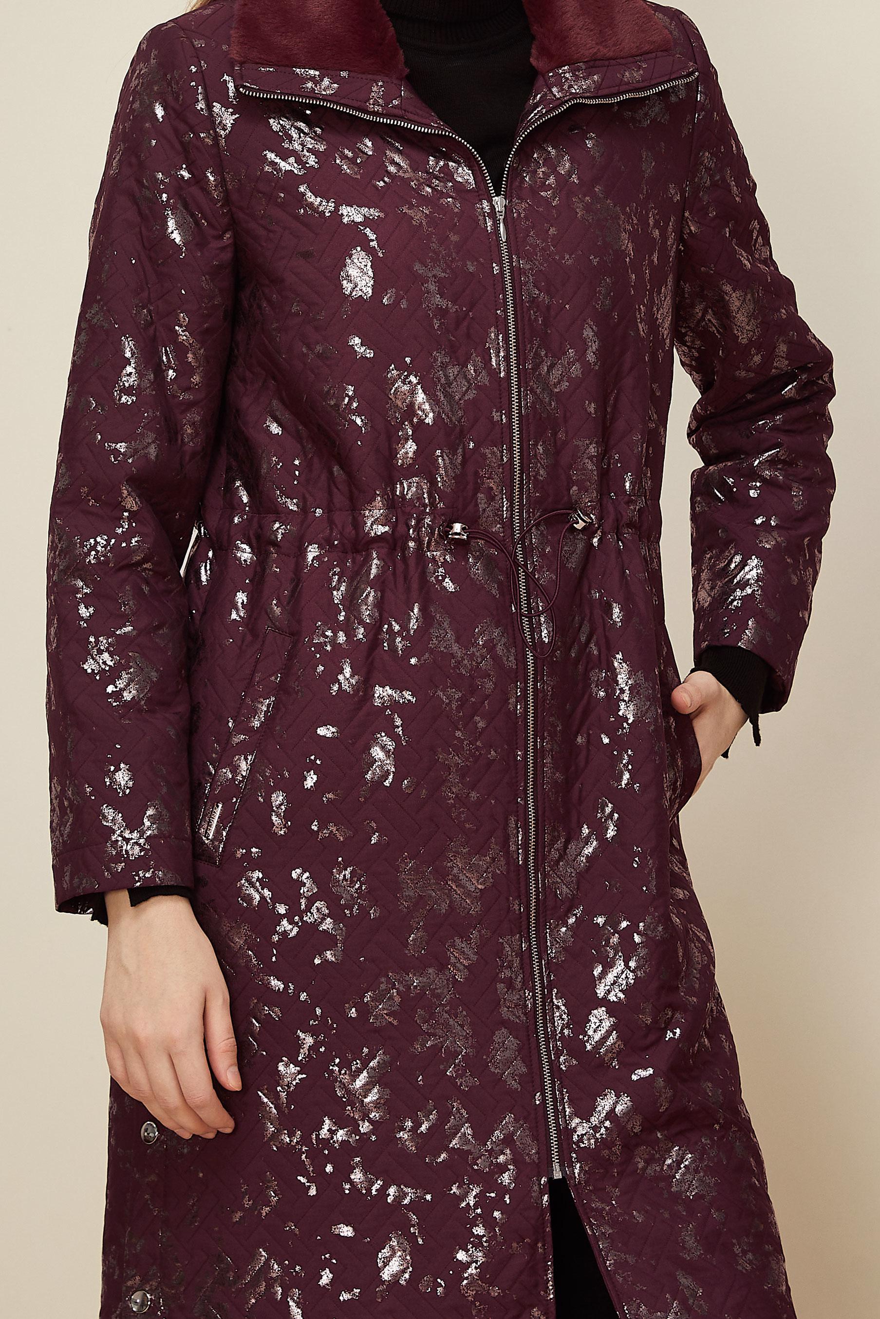 Tesettür giyim BORDO VARAKLI KAPİTONE TRENÇKOT 10989