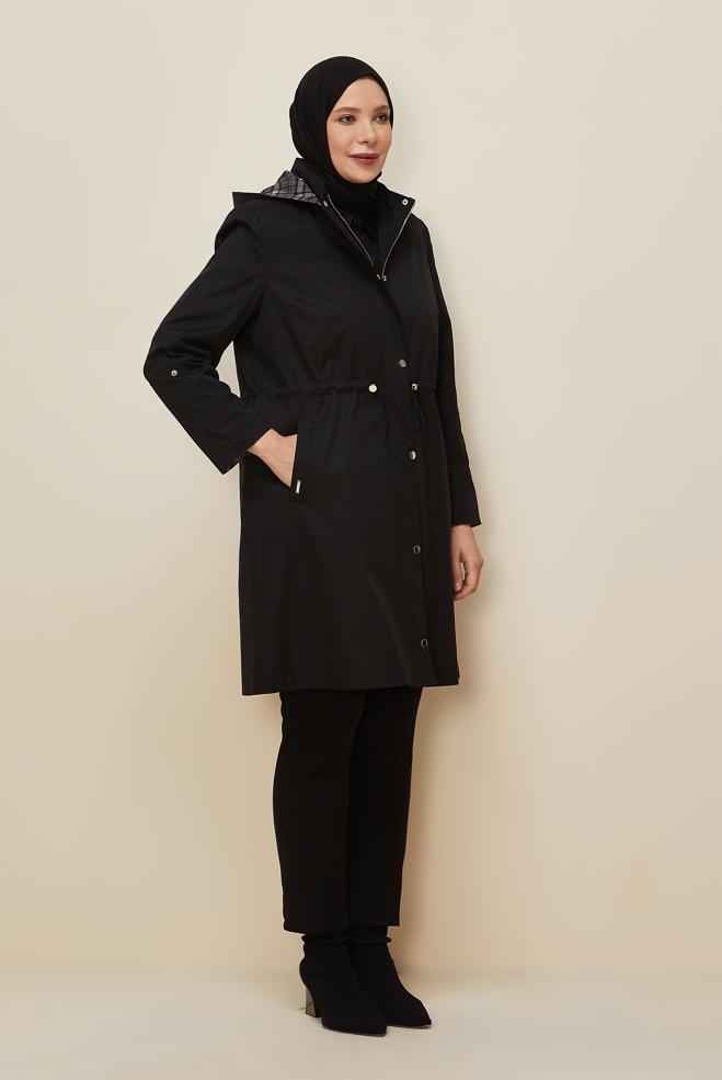Vêtements hijab NOIR TRENCH GRANDE TAILLE 10991 - ALVİNA