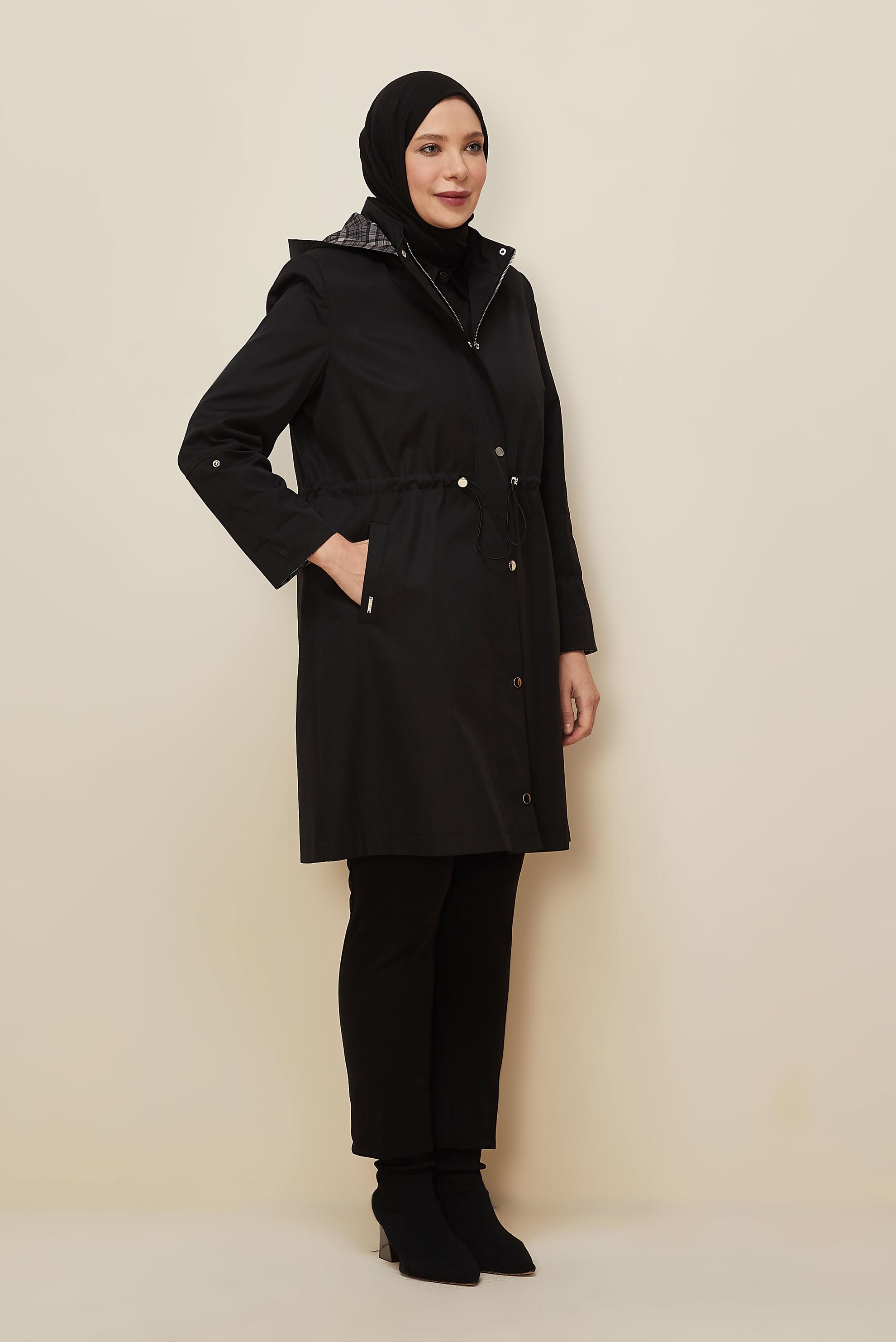 Vêtements hijab NOIR TRENCH GRANDE TAILLE 10991
